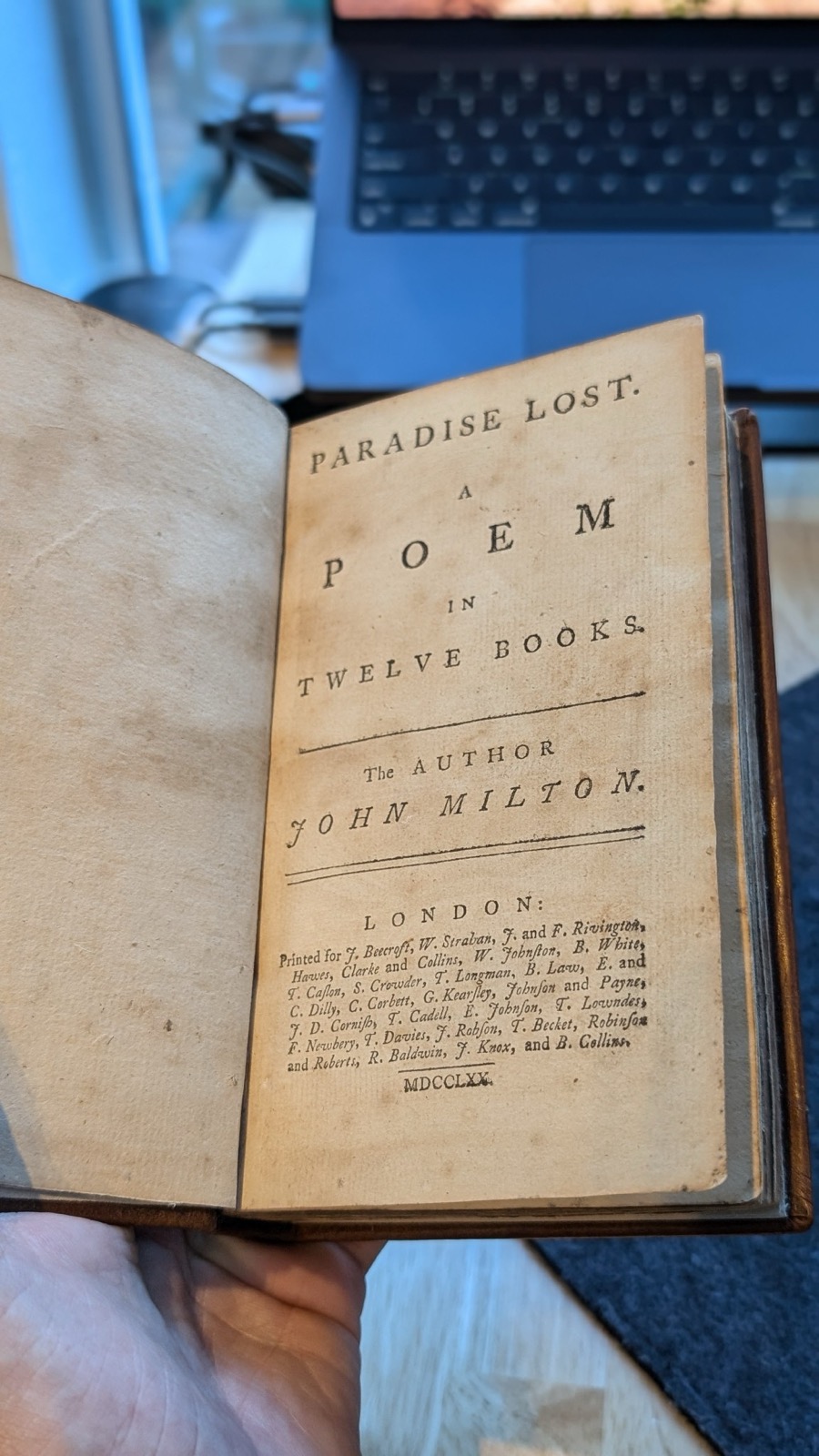 Title page of a 1770 printing of Paradise Lost